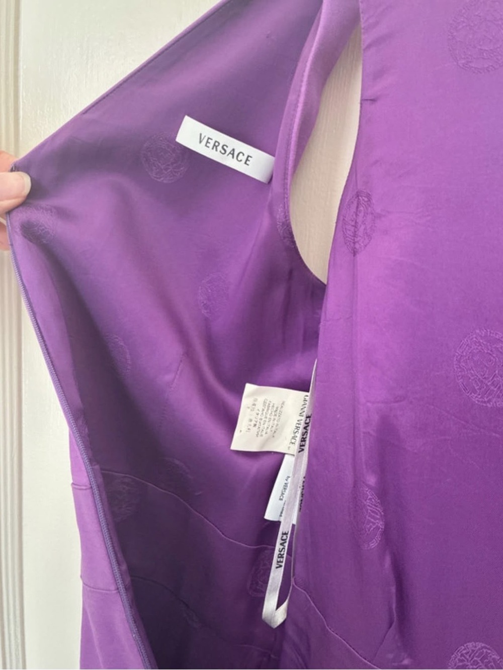 Vintage Versace Purple Medusa Jacquard Midi Dress Made in Italy IT 44 - Picture 4 of 6
